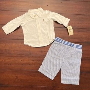 Ralph Lauren Shirt, Belt & Seersucker Pant Set